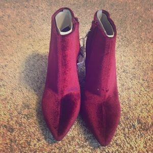 Burgundy heeled booties